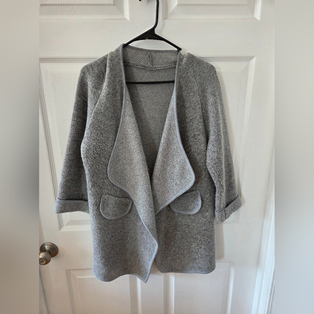 Women's Gray Open Front Sweater
